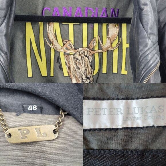 Vintage Genuine Leather Flight  Jacket‎ Mens 48 Black Detailed Pockets Steampunk - Picture 3 of 16